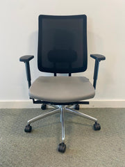 Used Boss Design MoneyPenny Swivel/Task Chair Black Mesh Back/Grey Leather Seat