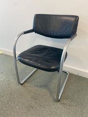 Used Vitra Vis-a-Vis Black Leather Meeting Chair (Full Leather)