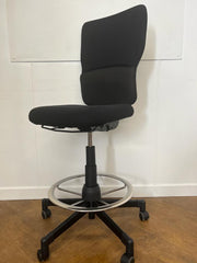Used Steelcase Lets B Draughtsman/Technician/Laboratory Chair in Black Cloth