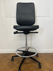 Used Steelcase Reply Draughtsman/Technician/Laboratory Chair in Black Vinyl No Arms