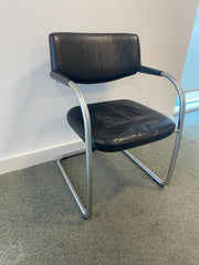 Used Vitra Vis-a-Vis Black Leather Meeting Chair (Full Leather)