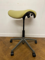 Used Humanscale Active Pony Stool in Light Green Leather
