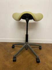 Used Humanscale Active Pony Stool in Light Green Leather