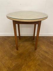 1960's Style Circular Oak Side table with Glass Top 750mm Diameter