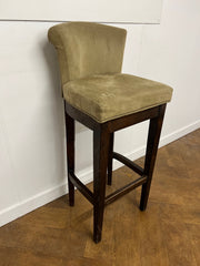 Used Wooden Bar Stool in Suede Fabric