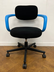 Used Vitra Allstar Black Cloth Blue Frame Swivel Chair