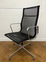 Original Vintage ICF EA112 Black Mesh High Back Office Chair on Aluminium Base