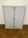 Used Bisley Light Grey Steel 1220mmh x 1000mmw x 430mmd Tambour Fronted Cupboard