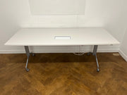 Used White Tip-Top Folding 2000mm x 800mm Table with Power Data Box