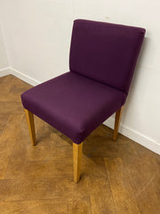Used Purple Cloth Side Chair with Wooden Legs
