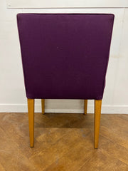 Used Purple Cloth Side Chair with Wooden Legs