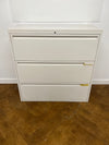 Used Maine Steel White 3 Drawer Lateral Filing Cabinet