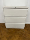 Used Steel White 3 Drawer Lateral Filing Cabinet