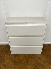 Used Steel White 3 Drawer Lateral Filing Cabinet
