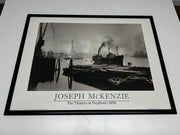 A Framed Black and White Print of "The Thames of Deptford" by Joseph McKenzie 1950