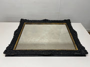 Vintage Bespoke Black & Gold Mirror with Floral Relief on the Frame manufactured by John Tanous Ltd