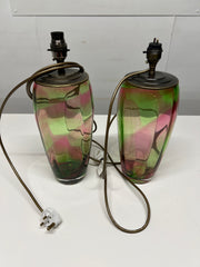 A Pair of Stevens & Williams Rainbow Glass Table Lamps (1930's)