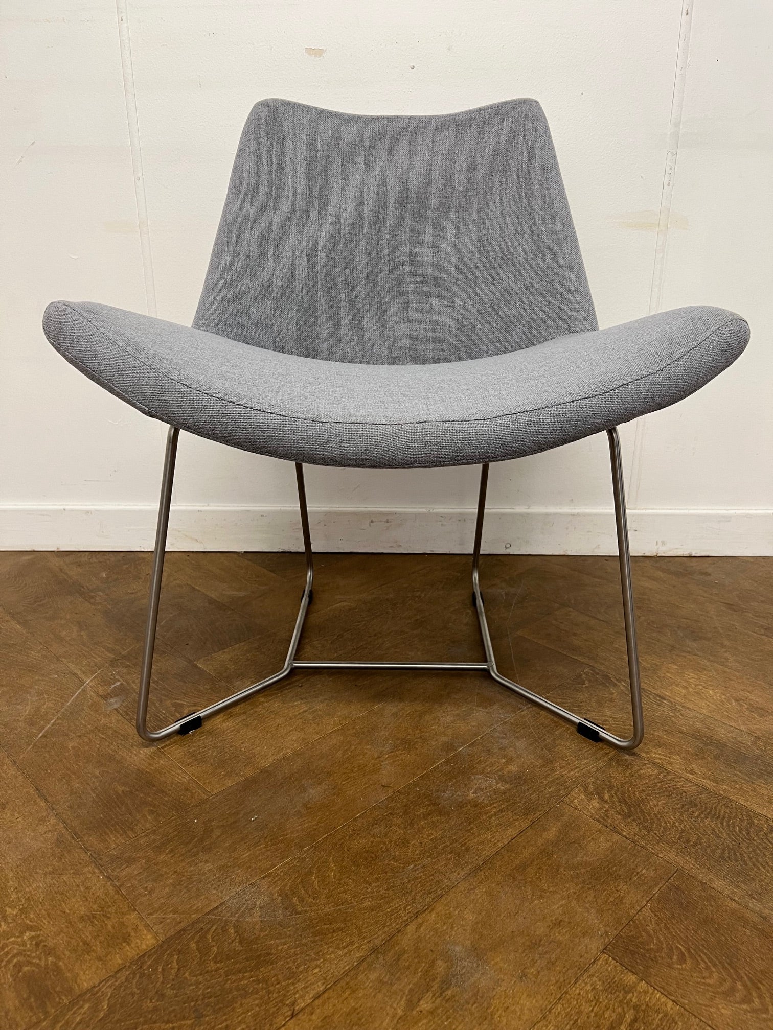 Vintage +Halle Lotus Easy Lounge Chair Re-Upholstered in Grey