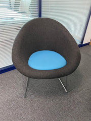 Used Connection 'Gloss' Reception Tub Chair with Sled Base in Grey Cloth with Turquoise Seat Set of 4