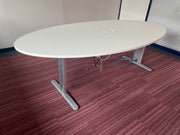 Used Oval White 2400mm x 1200mm Meeting Table Seat x 8 People