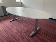 Used Oval White 2400mm x 1200mm Meeting Table Seat x 8 People