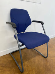Used Giroflex G64 Model 64-7003 Cantilever Frame Blue Cloth Meeting Chair