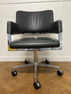 Used Brunner Tempus Dark Grey Leather Chromed Framed Meeting Chair on Wheels