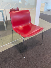 Used Arper Catifa 53 Red Leather with 4 Chrome Legs Meeting/Canteen Chair