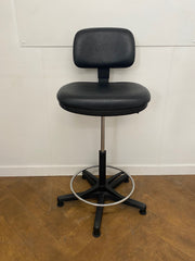 Used Dauphan Black Vinyl Laboratory/Technician's Draughtsman Chair