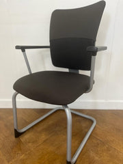 Used Steelcase Lets B Brown Cloth Cantilever Meeting Chair