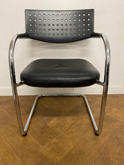 Used Vitra Vis-a-Vis Black Leather Meeting Chairs (8 x Available)
