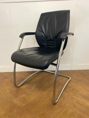 Used Giroflex G64 Black Leather Meeting Chairs Set of 6