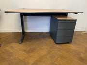 Used Beech 1400mm wave desks with Pedestal