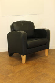 Used Black Leather Tub Chairs Sold as a Pair