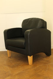 Used Black Leather Tub Chairs Sold as a Pair