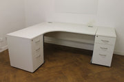 NEW WHITE 1600 x 1200mm Corner Desk 800mm Deep Pedestal