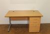 Used Verco Beech 1400mm x 800mm Rectangular Desk withb Full Height 3 Drawer Under Desk Pedestal