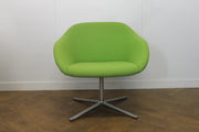 Used Walter Knoll 'Turtle' Rotating Armchair in Lime Green Fabric