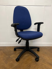 Used Blue Cloth Swivel Chair with Arms