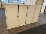 Used Bisley Steel White 1145mmh x 1000mmw x 470mmd Tambour Fronted Cupboard