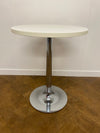 Used White Circular 600mm Diameter Cafe/Bistro Table on a Chrome Column Base