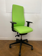 Used Interstuhl 'Goal' 302G High Back Swivel Chair with Adjustable Arms, Lime Green Cloth