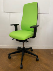Used Interstuhl 'Goal' 302G High Back Swivel Chair with Adjustable Arms, Lime Green Cloth
