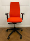 Used Interstuhl 'Goal' 302G High Back Swivel Chair with Adjustable Arms in red cloth