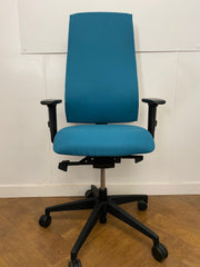 Used Interstuhl 'Goal' 302G High Back Swivel Chair with Adjustable Arms, in Teal Cloth