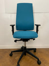 Used Interstuhl 'Goal' 302G High Back Swivel Chair with Adjustable Arms, in Teal Cloth