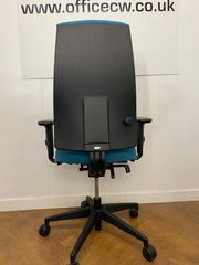 Used Interstuhl 'Goal' 302G High Back Swivel Chair with Adjustable Arms, in Teal Cloth
