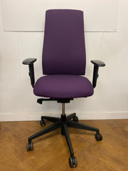 Used Interstuhl 'Goal' 302G High Back Swivel Chair with Adjustable Arms, Purple Cloth