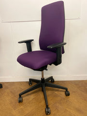 Used Interstuhl 'Goal' 302G High Back Swivel Chair with Adjustable Arms, Purple Cloth