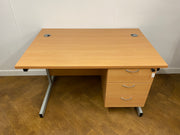 Used Beech 1200mm x 800mm Single Pedestal Desk